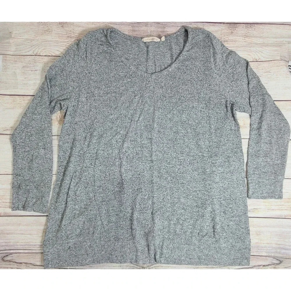 Soft Surroundings Cozy Cabin Pullover Top Sweatshirt Womens Large Heathered Gray - Picture 1 of 5